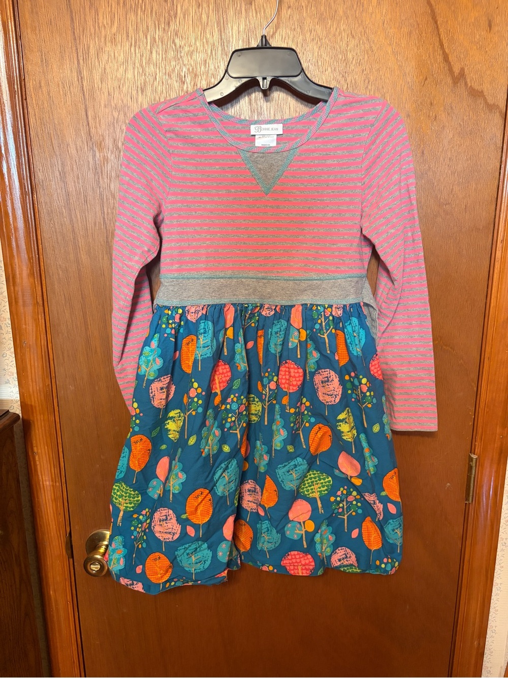 Girls Bonnie Jean Pink Stripe and Teal Floral Dress